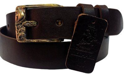 Ремінь під джинси Italy. Пряжка лита латунь. Коричневий 4 см Premium Italy Brown001L фото
